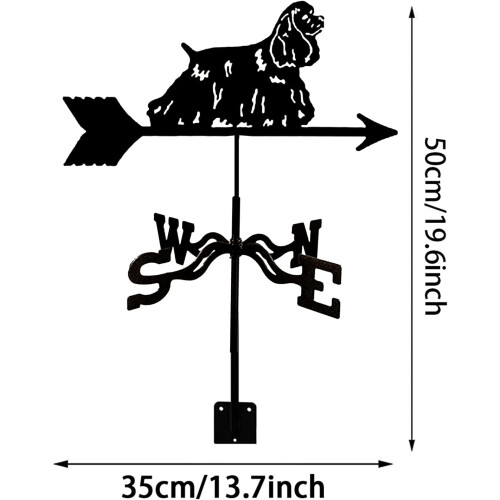 Decorative Rooftop Weather Vane Dog Cocker Spaniel Outdoor Rust Resistant Wind Direction Indicator 1
