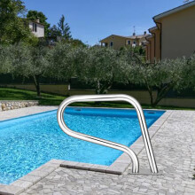 Stainless Steel Pool Handrail with Ergonomic Curve Grip, 440lbs Capacity, Easy Deck Mount for Inground Pools and Spas