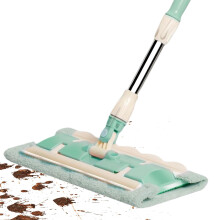 Microfiber Flat Mop with Telescopic Handle and 360 Rotating Head, 7 Washable Pads for Tile Laminate Hardwood Floors Green and White