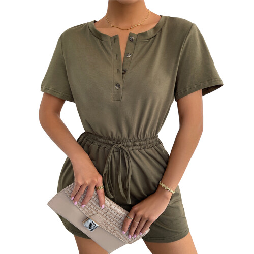 Casual Playsuit Romper για γυναίκες, μοντέρνο καλοκαιρινό φόρεμα με κοντό μανίκι, σχέδιο με