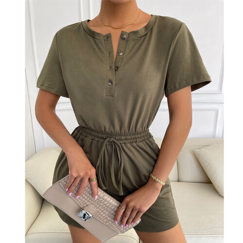 Casual Playsuit Romper για γυναίκες, μοντέρνο καλοκαιρινό φόρεμα με κοντό μανίκι, σχέδιο με 1