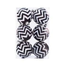 Black and White 2.4" Shatterproof Plastic Christmas Ornaments, 6-Pack Decorative Hanging Balls for Tree, Holiday, Wedding, Party Decoration