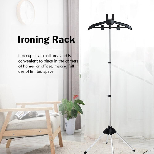 Adjustable Clothes Steamer Stand with Rack, SpaceSaving Vertical 2 in 1 Design, Black 1