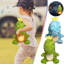 Plyšové zvířátko JLFNYA Dýchání, kompatibilní se senzorickou úlevou - uklidňující dinosaurus a vydra s hudebním osvětlením, dýchací