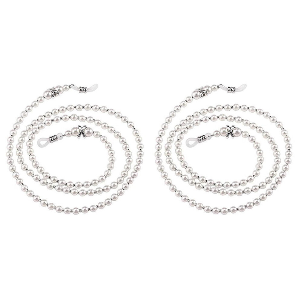 2pcs Pearl Eyeglasses Strap Eyeglass Chain Sunglasses Holder Strap Eyewear Retainer Lanyard