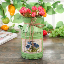 Luckky Rustikale Landhausvase, Dekorative Blumenvase im Used-Look für die Heimdekoration, Passend zum grünen Boho-Stil, Ideale Regaldekoration für