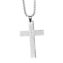 Retro bărbați litere imprimare cruce pandantiv titan oțel lanț colier bijuterii cadou