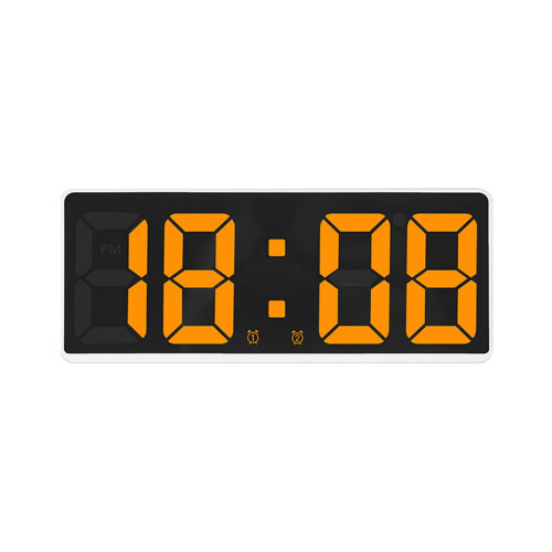 Tarmeek Digital Alarm Clock with Large LED Display, Compatible with Wall Mounting, White Frame, Fully Functional for Bedside, Study, Kitchen