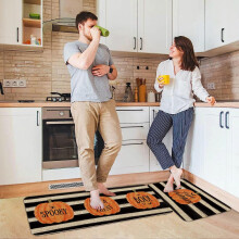 Kitchen Carpet (2 Pieces) Pumpkin Kitchen Carpet Washable Cushion Comfortable Kitchen Carpet Set