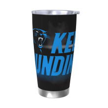 Copo térmico de aço inoxidável de 590ml com tampa e canudo, tema do time de futebol americano Panthers - Compatível com porta-copos de carro,