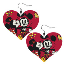 Tegneserie Mickey Mouse læderøreringe juledekoration design imiteret læderørering letvægts dinglende øreringe til kvinder