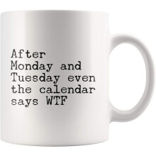 Sarcastic Funny After Moy And Tuesday, Even The Caler Says WTF Mug- 11 Ounces Novelty White Ceramic Coffee Tea Cup Mug CWWPWT
