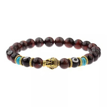 RSAMD Armband aus natürlichem Tigerauge, Herrenschmuck, Gebetsarmband, Buddha-Armreif, Goldfarbe