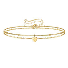 Asija Bracelets Pfirsichherz-Charm-Armband mit 26 Buchstaben, Sommerlicher Strandliebesschmuck für Paare, Freunde - Geeignet als Geschenk zum