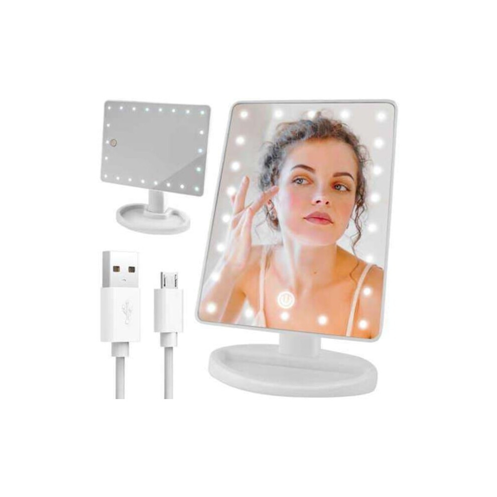 Makeup Mirror with LED Lights - Adjustable - White