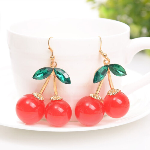 1 ζευγάρι σκουλαρίκια με γάντζο, κοσμήματα Leaf Cherry, μακράς διαρκείας λαμπερά 1