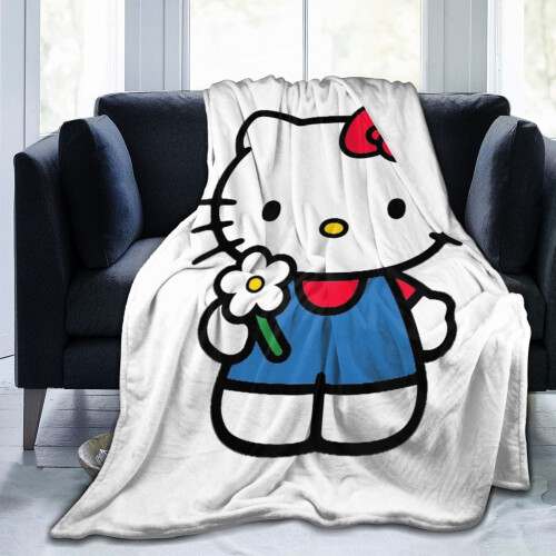 Manta Hello Kitty em Microfibra Ultramacia para Sofá e Cama (101,6 cm x 76,2 cm)