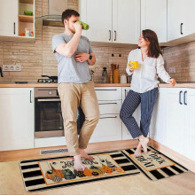 Kitchen Carpet (2 Pieces) Pumpkin Kitchen Carpet Washable Cushion Comfortable Kitchen Carpet Set