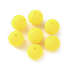 40pc Food Grade Eco-Friendly Silicone Beads Baby Chew Teething Round Yellow 15mm Hole: 2mm