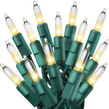 Battery Operated Christmas Lights 16ft 50 LED Warm White, 8 Modes & Timer, Waterproof for Indoor Outdoor Holiday Decor