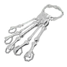 Pulseira Bracelete Punk Gótica com Caveira e Osso de Esqueleto - Presente de Joia