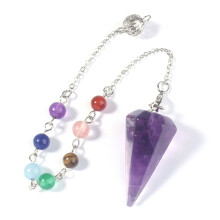 Pingente de superfície lisa, criativo, em formato de cone, portátil, joia decorativa, pedra hexagonal, aço inoxidável, corrente de adivinhação,