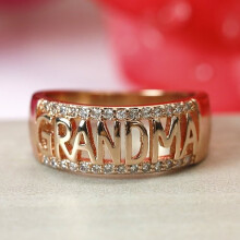 Mode bedstemor brev skinnende rhinestone ring smykker kvinder familie fødselsdagsgave