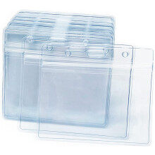 100 portatarjetas de identificación horizontales de plástico transparente