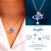 To My Daughter Necklace from Mom & Dad, Inspirational Jewelry Gift for Birthday, Christmas, Thanksgiving, Compatible with Granddaughter
