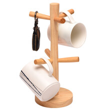 Drewniany uchwyt na kubki Hariumiu, drewniany uchwyt na kubki Tree6Hooks, wielofunkcyjny organizer na kubki do herbaty i kawy, wieszak, stojak do