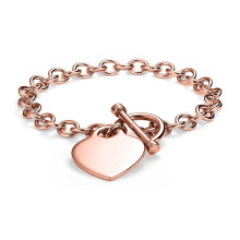 Pulseira de prata esterlina com fecho de alternância em formato de coração, nas cores dourado e rosé. Inspirada em design exclusivo.