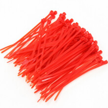250 zware kabelbinders van 10 cm (4 inch) met een draagvermogen van 8 kg (18 pond), gemaakt van rood nylon.