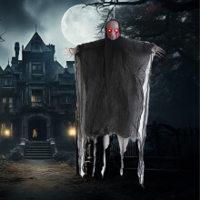 YiFudd Decorazione di Halloween luminosa a forma di fantasma spaventoso con volto, decorazione per interni ed esterni per cortile, giardino, feste,