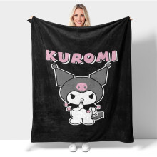Manta Kuromi adorable: manta de forro polar súper suave y acogedora para todas las estaciones, edredón ligero de felpa para cama, sofá o sillón