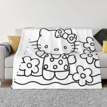 Coperta Hello Kitty in flanella e pile, morbidissima, calda e accogliente, ideale per divano, soggiorno e camera da letto - 50"x40"