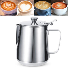 600ml Stainless Steel Milk Frothing Pitcher with SpillProof Lid and Precision Pour Spout