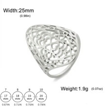 RSAMD Hartvormige Filigraan Ring voor Dames, Roestvrij Staal, Brede Esthetische Ring, Kerstcadeau -7-staal
