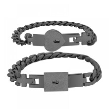 Partnerarmbänder aus Titanstahl, Set mit quadratischen Herzarmreifen für Sie und Ihn, romantisches Geschenk zum Valentinstag, Geburtstag oder