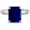 Sterling Silver Emerald Cut Sapphire Ring 4.00 CTTW Lab Created Size 6 7 8 9 1