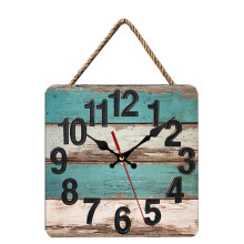 10 Inch Wooden Wall Clock Silent Non-Ticking, Battery Operated, Vintage Round Rustic Coastal Decor for Home Kitchen Living Room Office