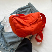 Sacs à main matelassés pour femmes, sacs fourre-tout légers en duvet et coton, sacs bandoulière unis orange