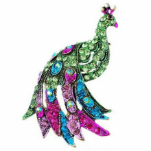 RSAMD Modische Vogel-Tierbrosche mit Kristall-Strass-Perlen, Damenschmuck, Geschenk-34. Pfau