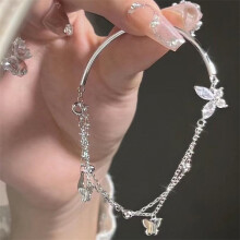 Koreanisches neues Luxus-Armband in Silberfarbe mit Zirkonia-Schmetterling, modisches Damenarmband mit Blumenmuster, verstellbar, Schmuck LJQ