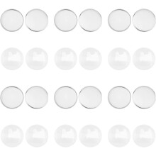 50 Sets 20mm Flat Round DIY Cabochon Kits compatible with Stainless Steel Bezels & Clear Glass for Jewelry Making