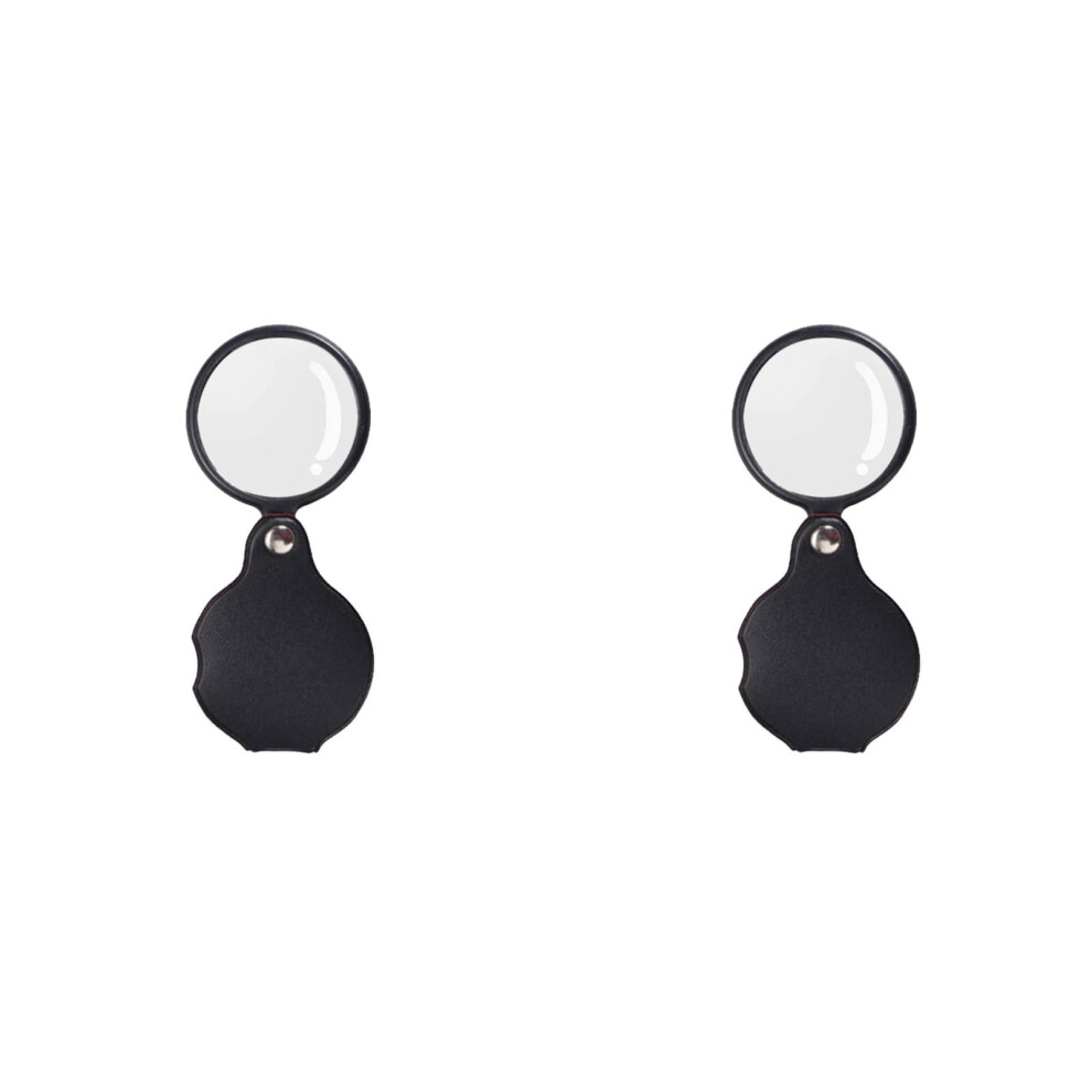 10x Small Pocket Magnify Glass Folding Mini Magnifying Glass With Rotating Protective Leather Apply To Reading Science Jewelry Hobbies Books *2PCS
