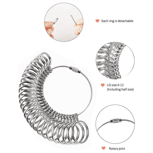 Ring Sizer Measuring Tool Set, Ring Sizer with Magnifying Glass, Integrated Conical Solid Ring Mandrel for Ring Repair 2
