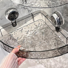 Étagère murale transparente sans perçage, motif glacier léger et luxueux, à ventouses, organisateur de douche triangulaire et rectangulaire