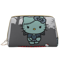 Trousse de maquillage Hello Kitty en cuir pour femmes et filles, grande capacité, pochette zippée, idéale pour les voyages, les soins de la peau