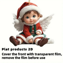 Simpatico angioletto natalizio in acrilico 2D, compatibile con le decorazioni da appendere all'albero di Natale, ciondolo regalo per lei per le