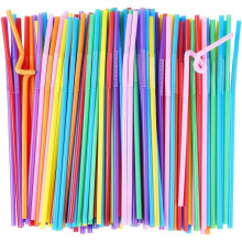 Tutuviw 200 unidades de canudos de plástico flexíveis extralongos para bebidas, ideais para festas e bares.